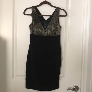 Enfocus Studio Bodycon Black and Brass-gold dress